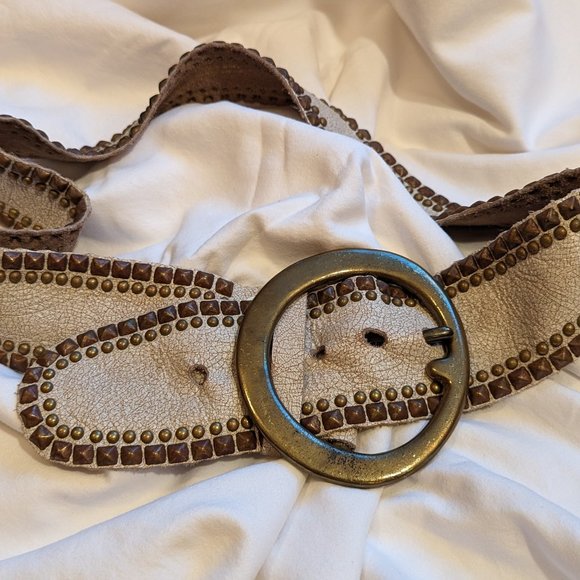 Bohemian Distressed Studded Leather Belt by "B-Low the Belt" - Picture 1 of 11